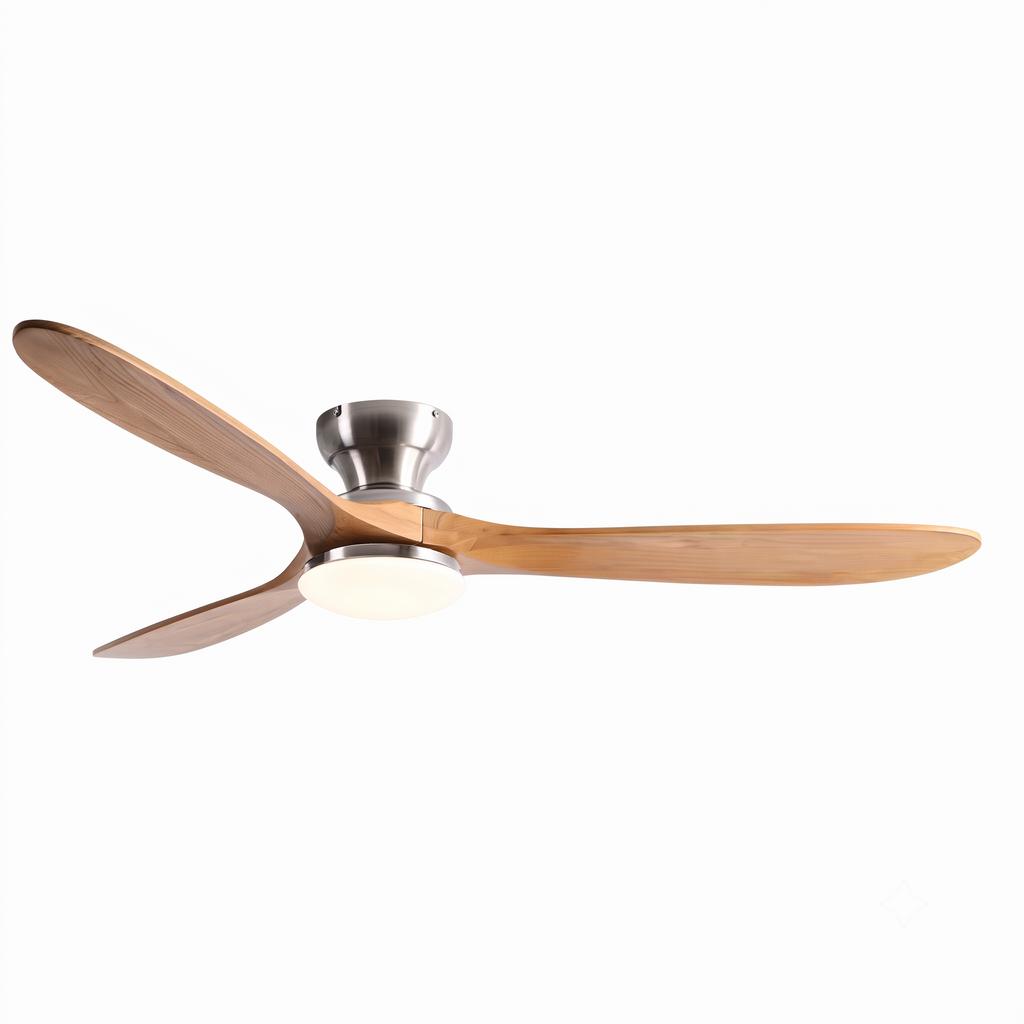 Ventilateur de plafond Aria Chrome / Bois LED moteur DC - Ariaze