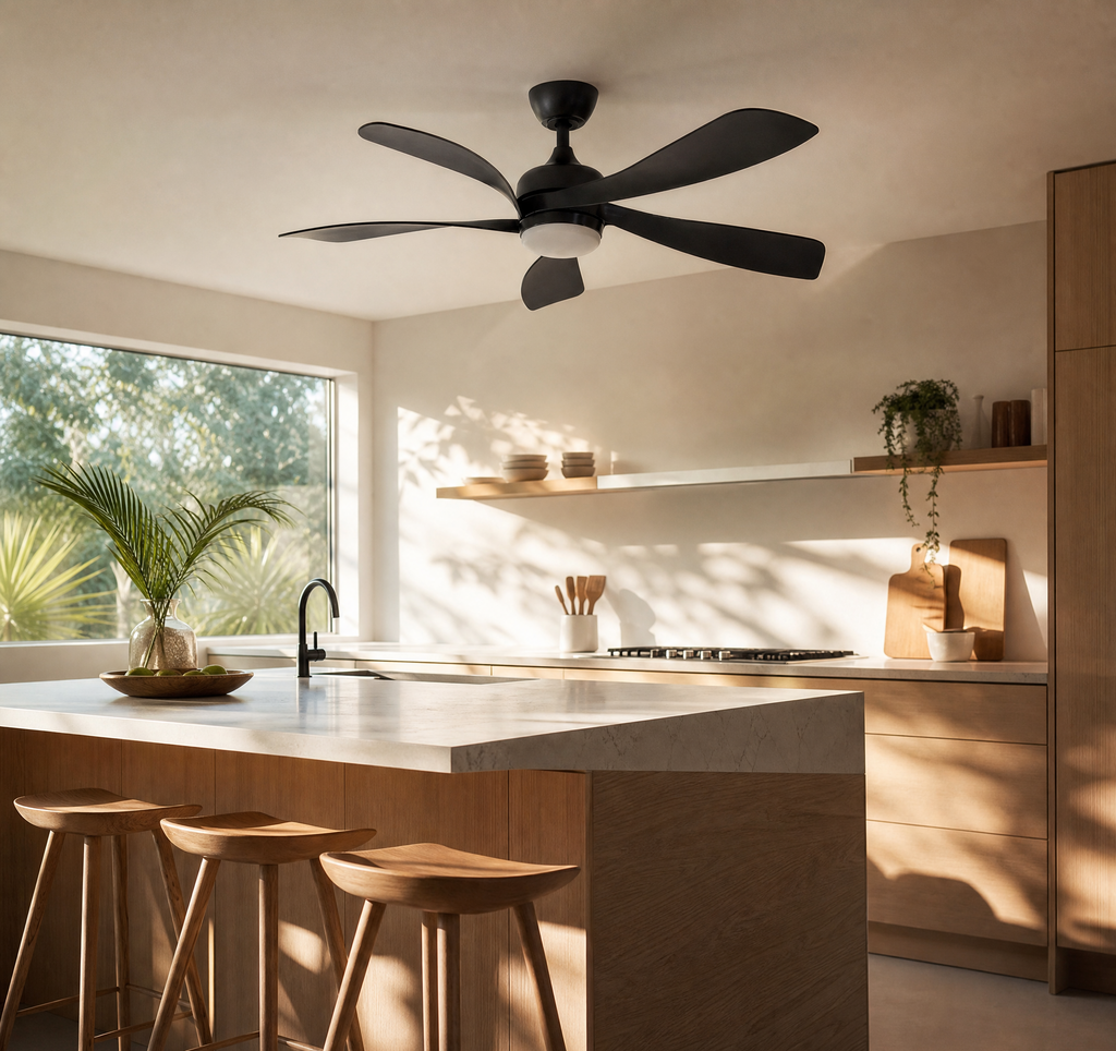 Ventilateur de plafond Ariaze 6 pales avec LED scandinave, moteur DC silencieux et basse consommation