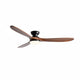 Ventilateur de plafond Ariaze au design moderne avec pales en bois foncé, base noire et éclairage LED intégré basse consommation