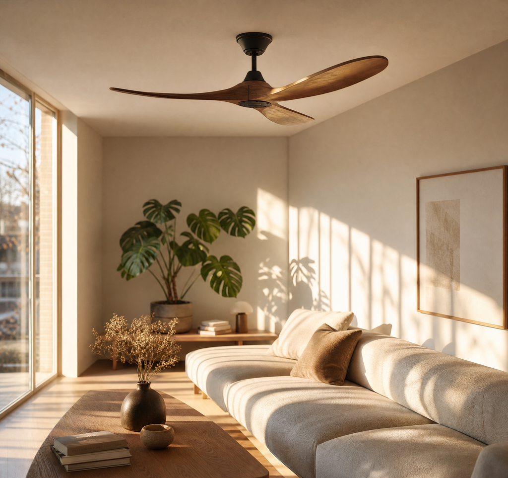 Ventilateur de plafond bois massif 3 pales – SOLEN | Ariaze