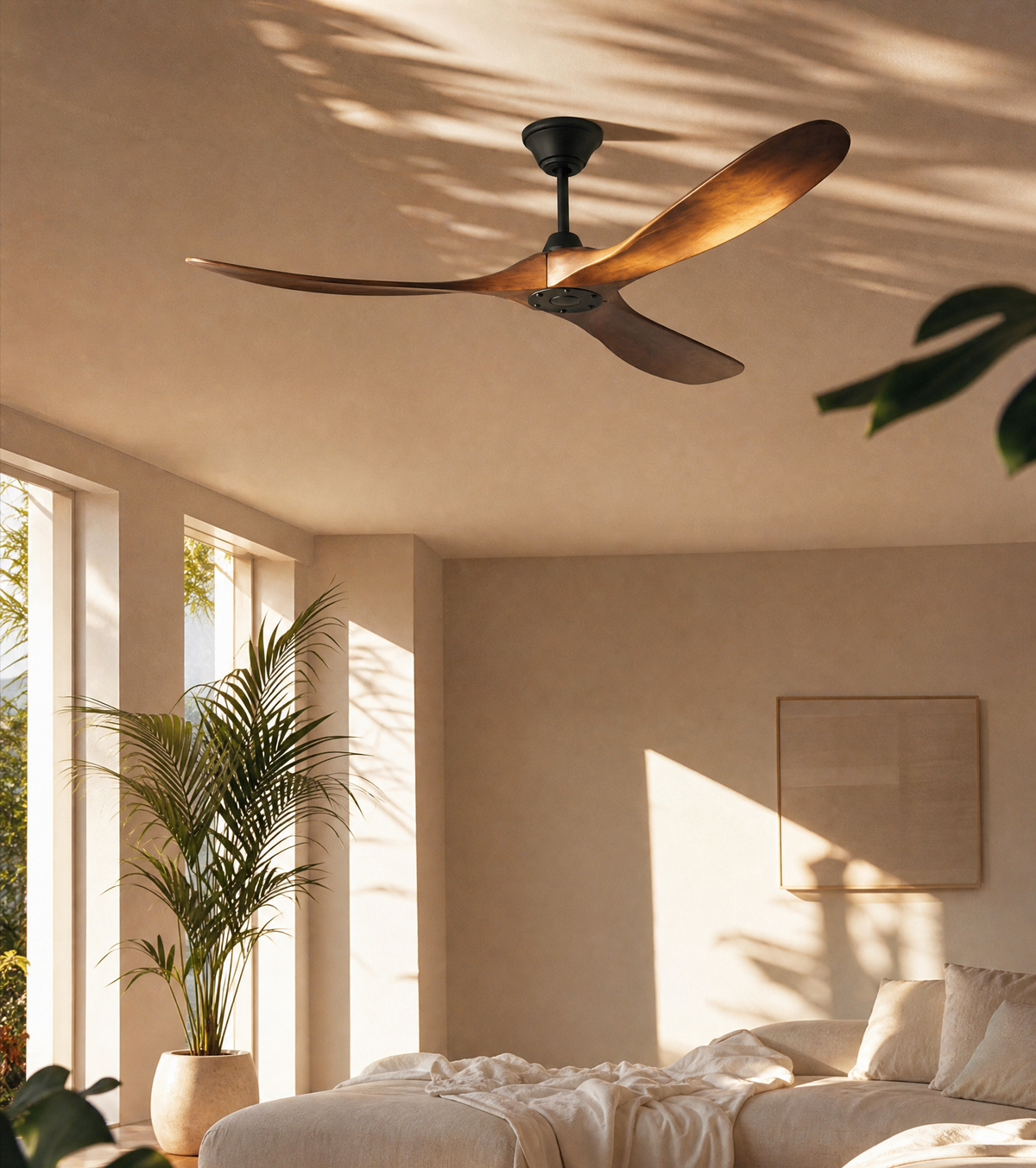 Ventilateur de plafond bois massif 3 pales – SOLEN | Ariaze