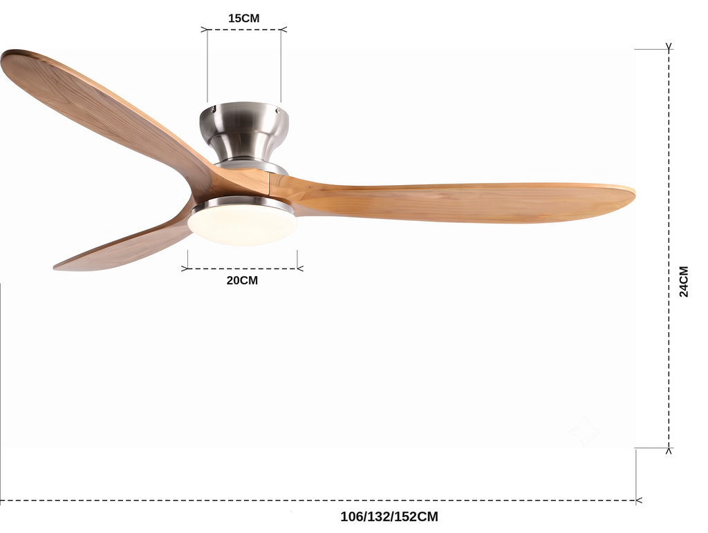 Ventilateur de plafond Aria Chrome / Bois LED moteur DC - Ariaze